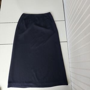 Harve Benard Holtzman Black Fully Lined Long Career Skirt Formal Pockets Sz 12